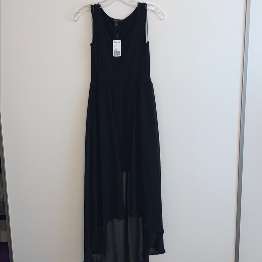 Black dress with sheer skirt